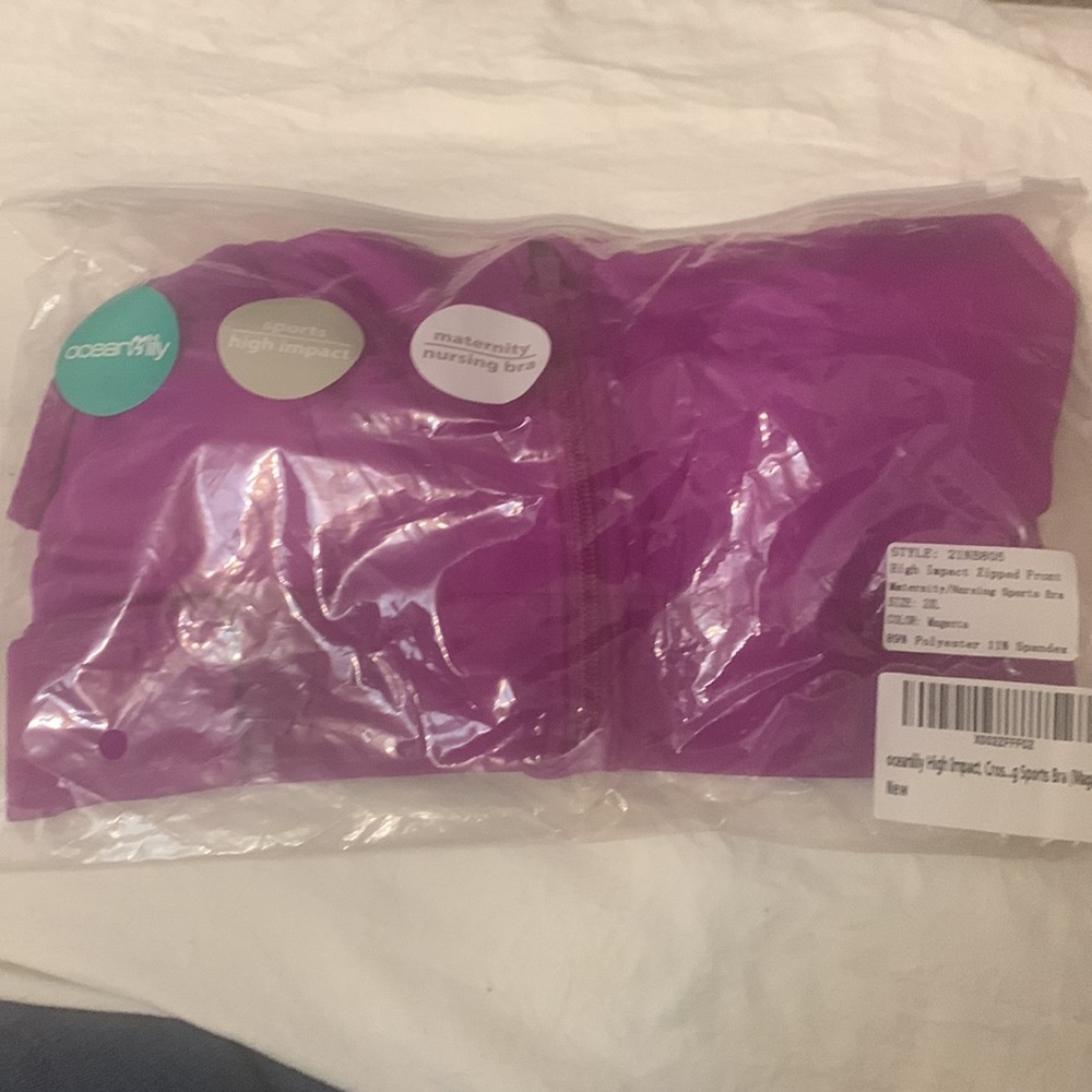 Magenta Zipped. Cross back, Adjustable, Women's Maternity & Nursing Sports Bra